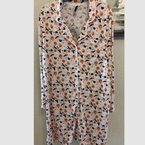 Jaclyn Intimates Halloween PJ Nightshirt Cat Bats Ghost Witch Hats Pumpkins XL